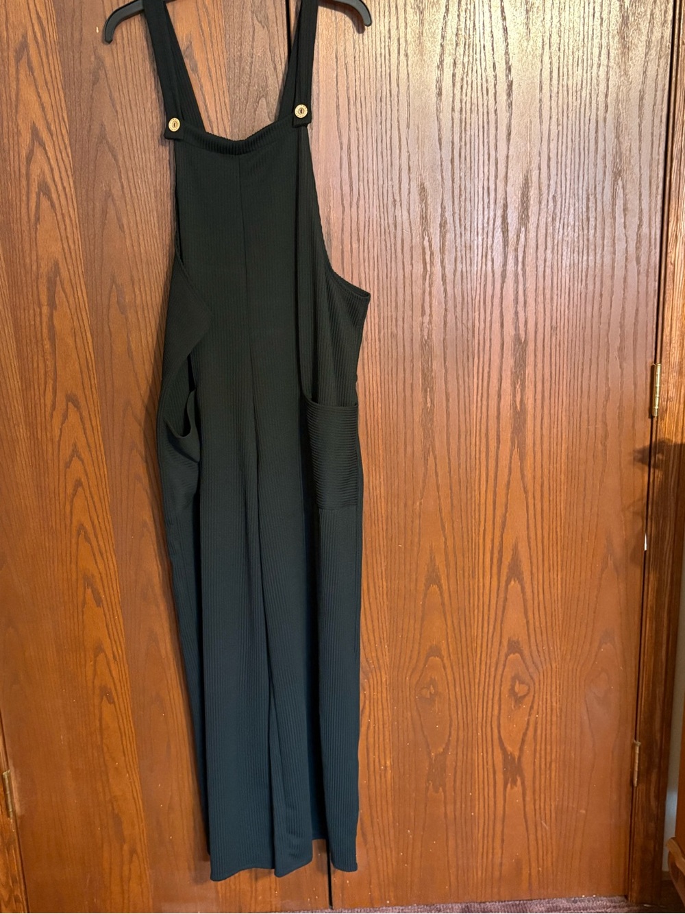 Heimish Black Ribbed Wide-Leg Overalls Jumpsuit 1X